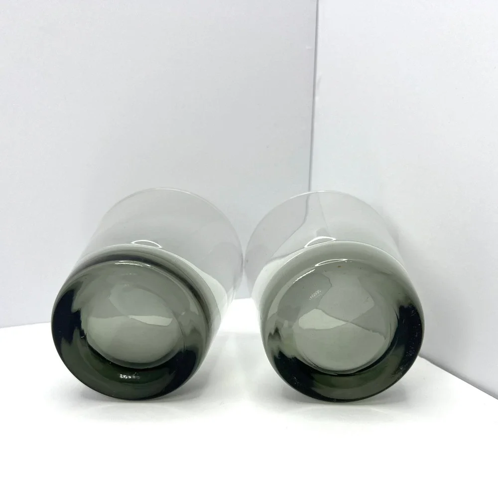 2 Whiskey Glasses MCM Smoke Grey Vintage Rocks Tumblers Bar Handblown Midcentury